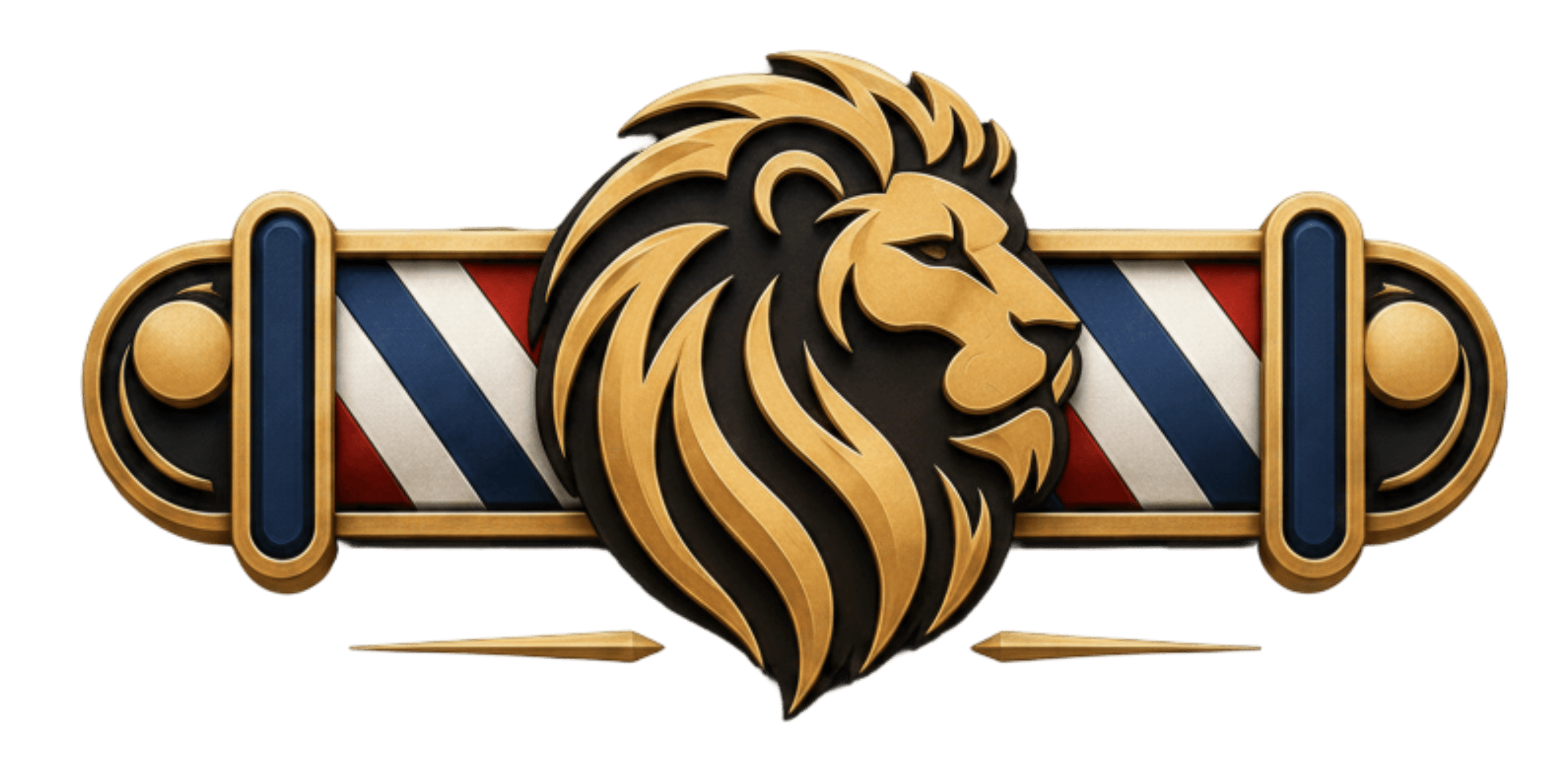 Leão e poste de barbeiro da Leo Barbearia
